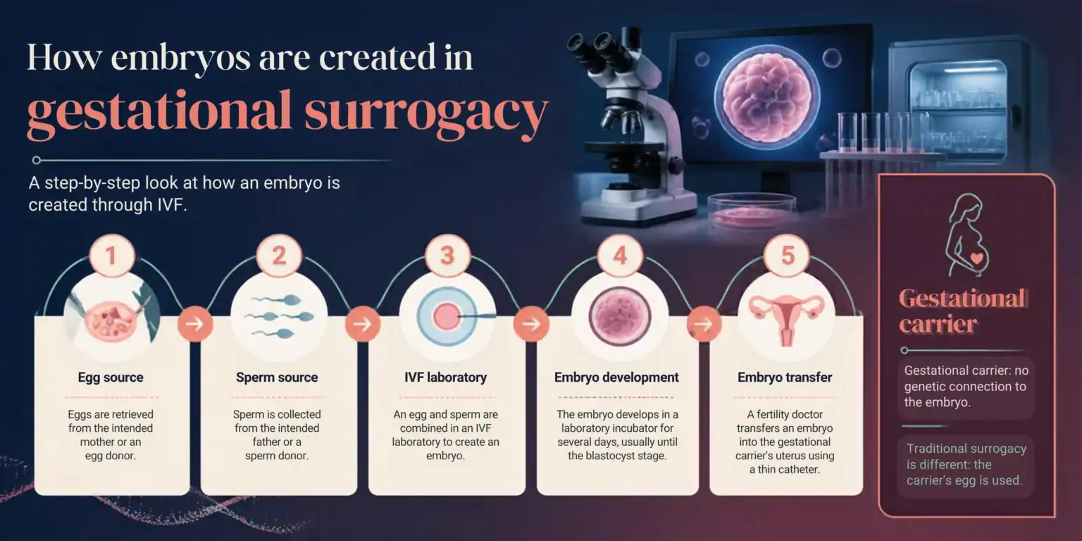 How are the embryos being created during surrogacy generate the best image for this process